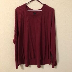 Wild Fable Top Red High LowbWaffle Knit Long Sleeve Warm Cozy Long John Shirt